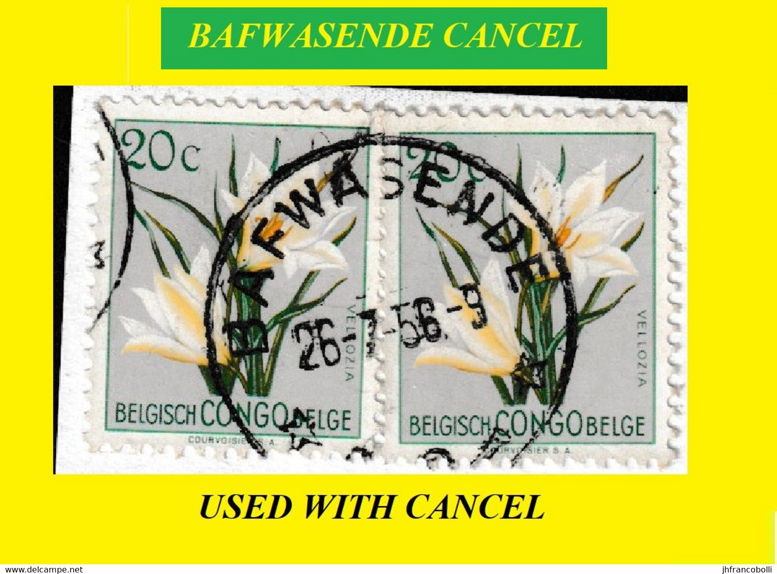 1956 (°) BAFWASENDE BELGIAN CONGO / CONGO BELGE CANCEL STUDY [1] COB 304 TWO STAMPS SELECTION - Variedades Y Curiosidades