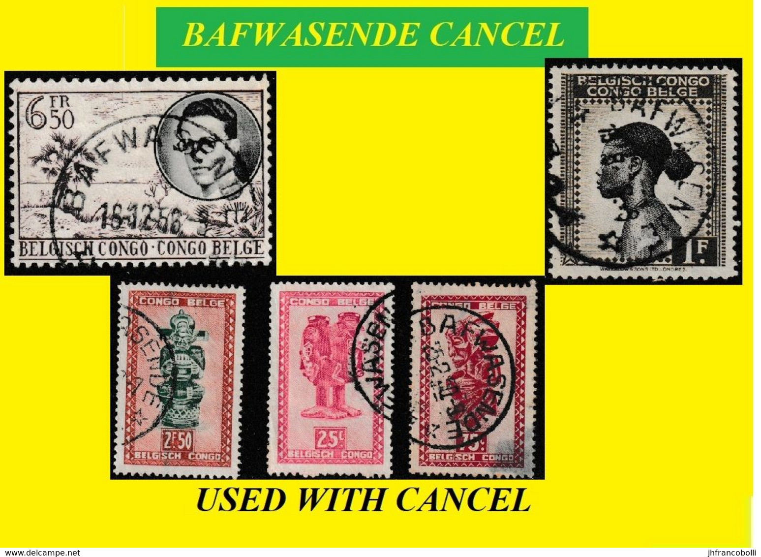 (°) BAFWASENDE BELGIAN CONGO  CANCEL STUDY [4] COB 237+280+283+288+332 X 5 STAMPS SELECTION 1942/1955 PERIOD - Variedades Y Curiosidades