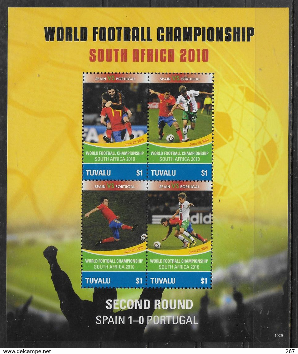 TUVALU  Feuillet  N° 1420/23  * *  ( Cote 11e )  Cup 2010  Football Soccer  Fussball Espagne Portugal - 2010 – Sud Africa