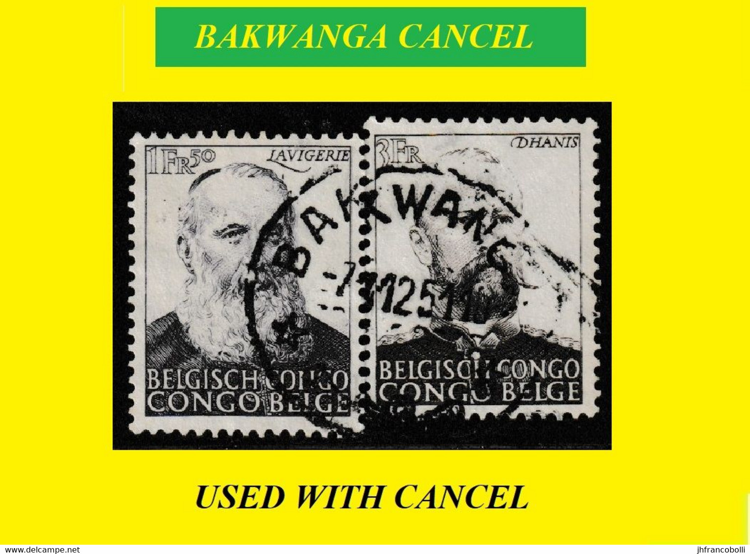 1951 (°) BAKWANGA BELGIAN CONGO  CANCEL STUDY [2] COB 300+301 AGAINST SLAVERY X 2 STAMPS SELECTION - Errors & Oddities