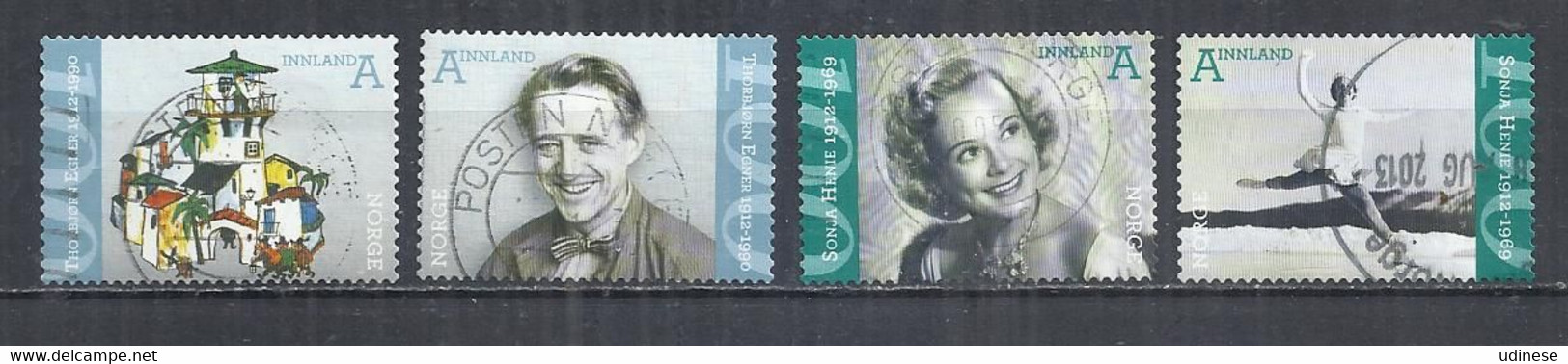 NORWAY 2012 - THORBJIORN  EGNER AND SONJA HENIE , MUSICUANS - CPL. SET - POSTALLY USED OBLITERE GESTEMPELT USADO - Gebruikt