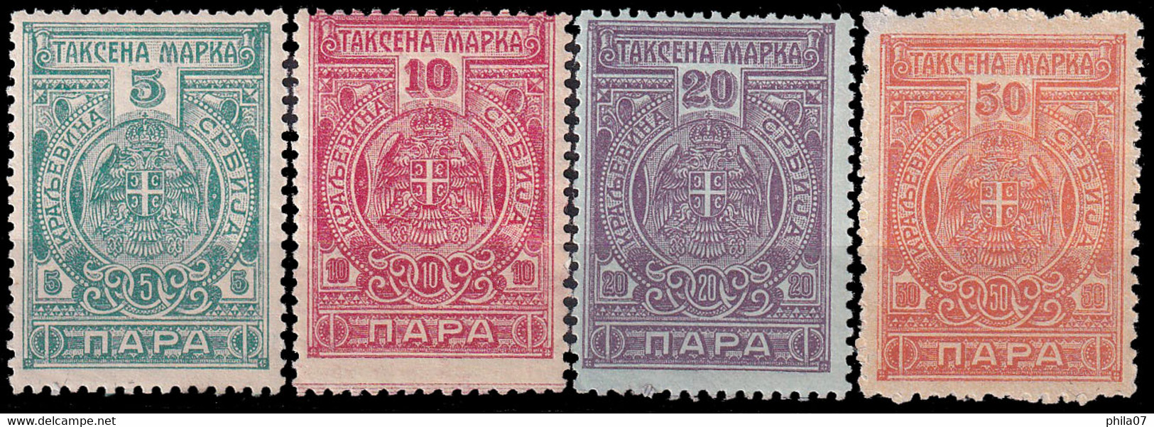 SERBIA - Set Of 4 Revenue Stamps Of Kingdom Of Serbia In Good Condition, Various Quality / 2 Scans - Serbie