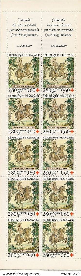 FRANCE 1995 CARNET CROIX ROUGE 2044 TAPISSERIE DE SAUMUR  XVII SIECLE LOUIS XIII A CHEVAL CARNET 2044 - Croix Rouge