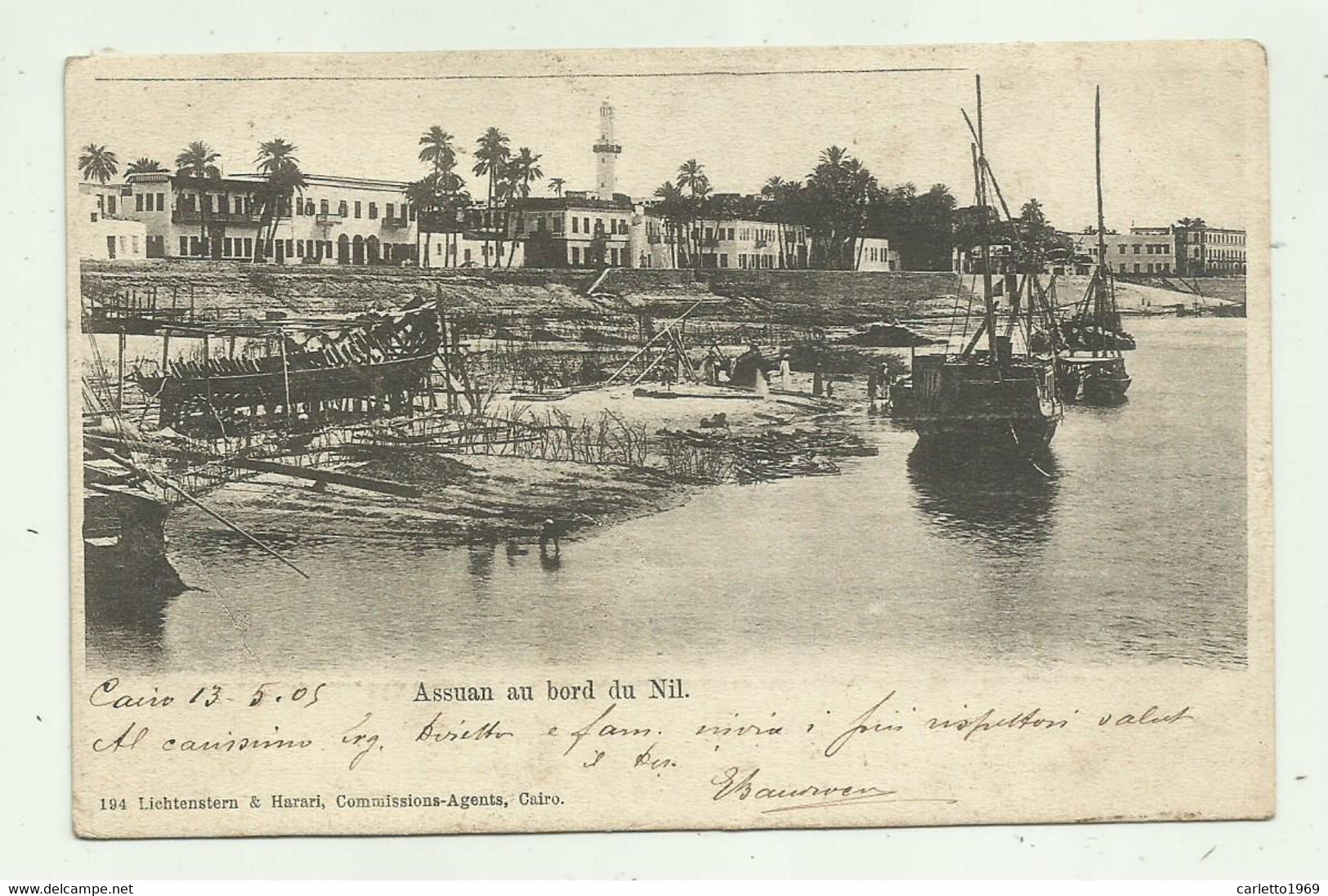 ASSUAN AU BORD DU NIL 1905 VIAGGIATA FP - Other & Unclassified