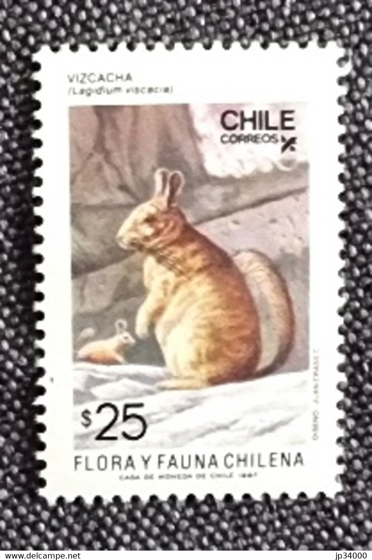 CHILI Lapins, Lapin, Rabbit, Conejo. 1 Valeur Dentelée Emise En 1987. ** Neuf Sans Charnière - Rabbits