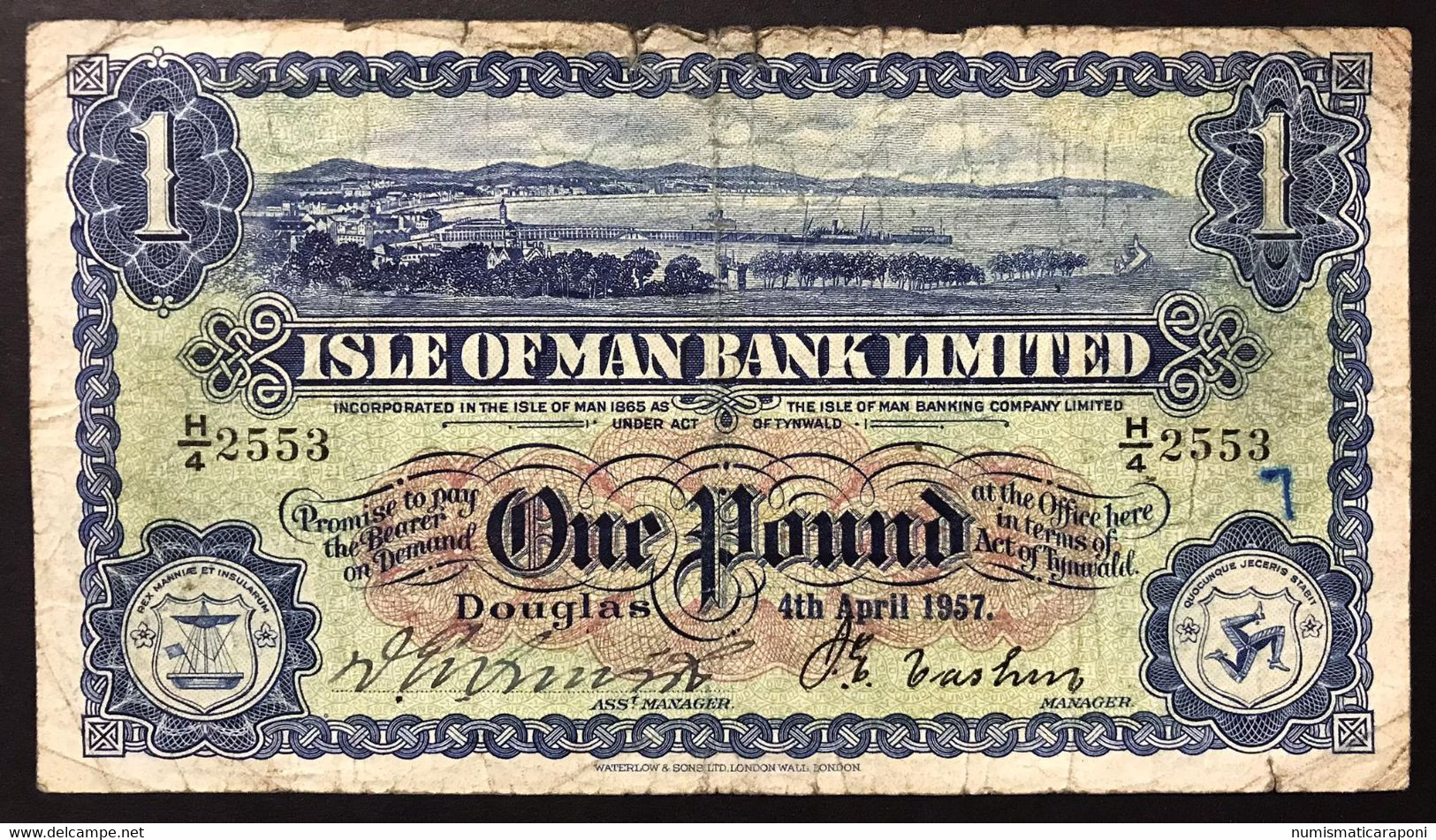 Isle Of Man Bank Limited Pounf £1 4th April 1957 Pick 6 LOTTO 1474 - 1 Pound