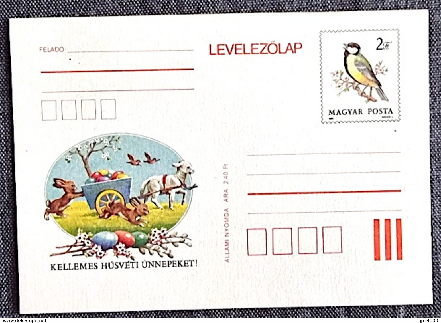 HONGRIE Lapins, Lapin, Rabbit, Conejo. Entier Postal Emis En 1988. Oiseau, Oeufs De Paques - Conejos