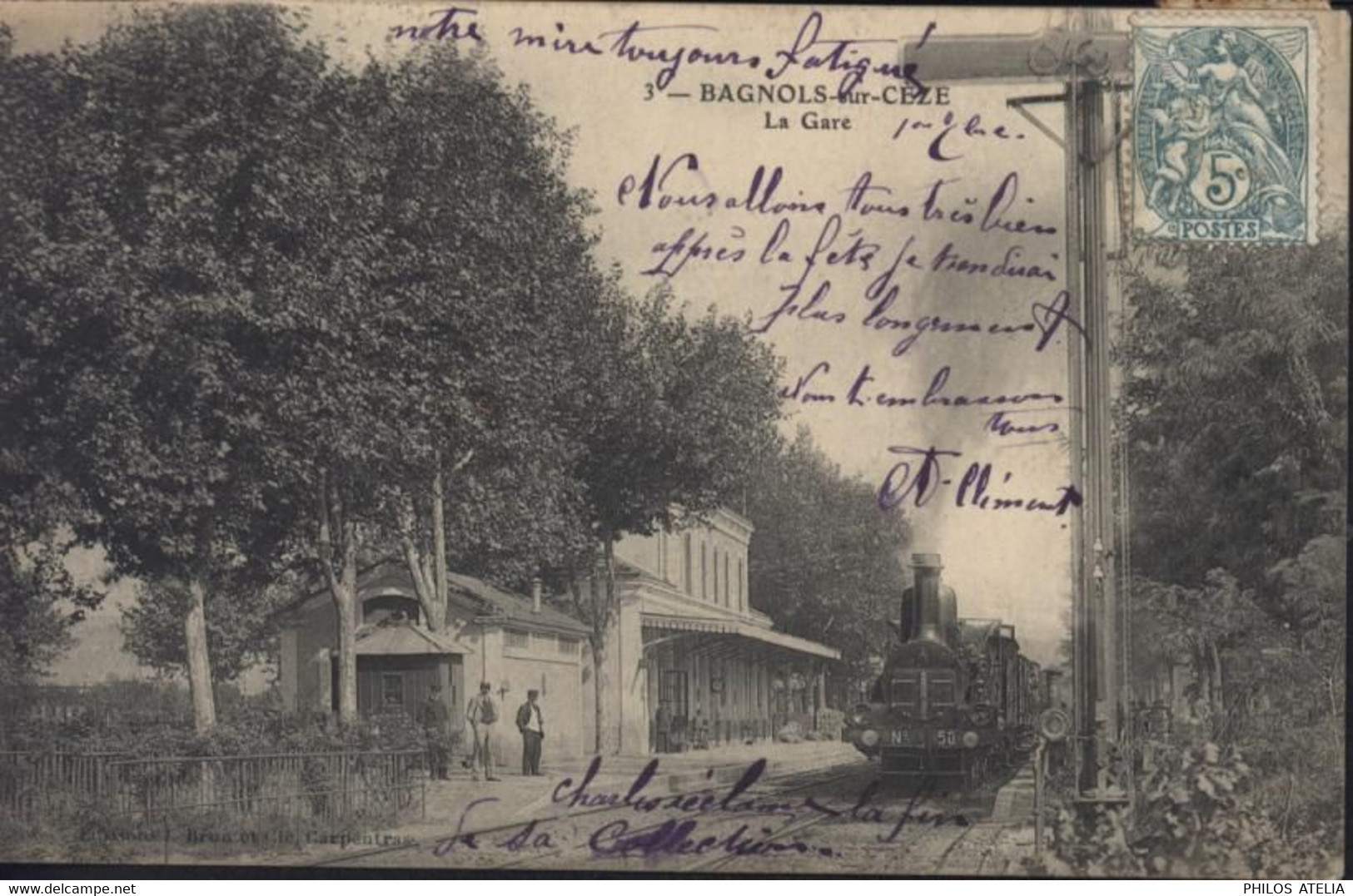 CPA CP Bagnols Sur Cèze La Gare YT 111 CAD 1904 Locomotive - Bagnols-sur-Cèze