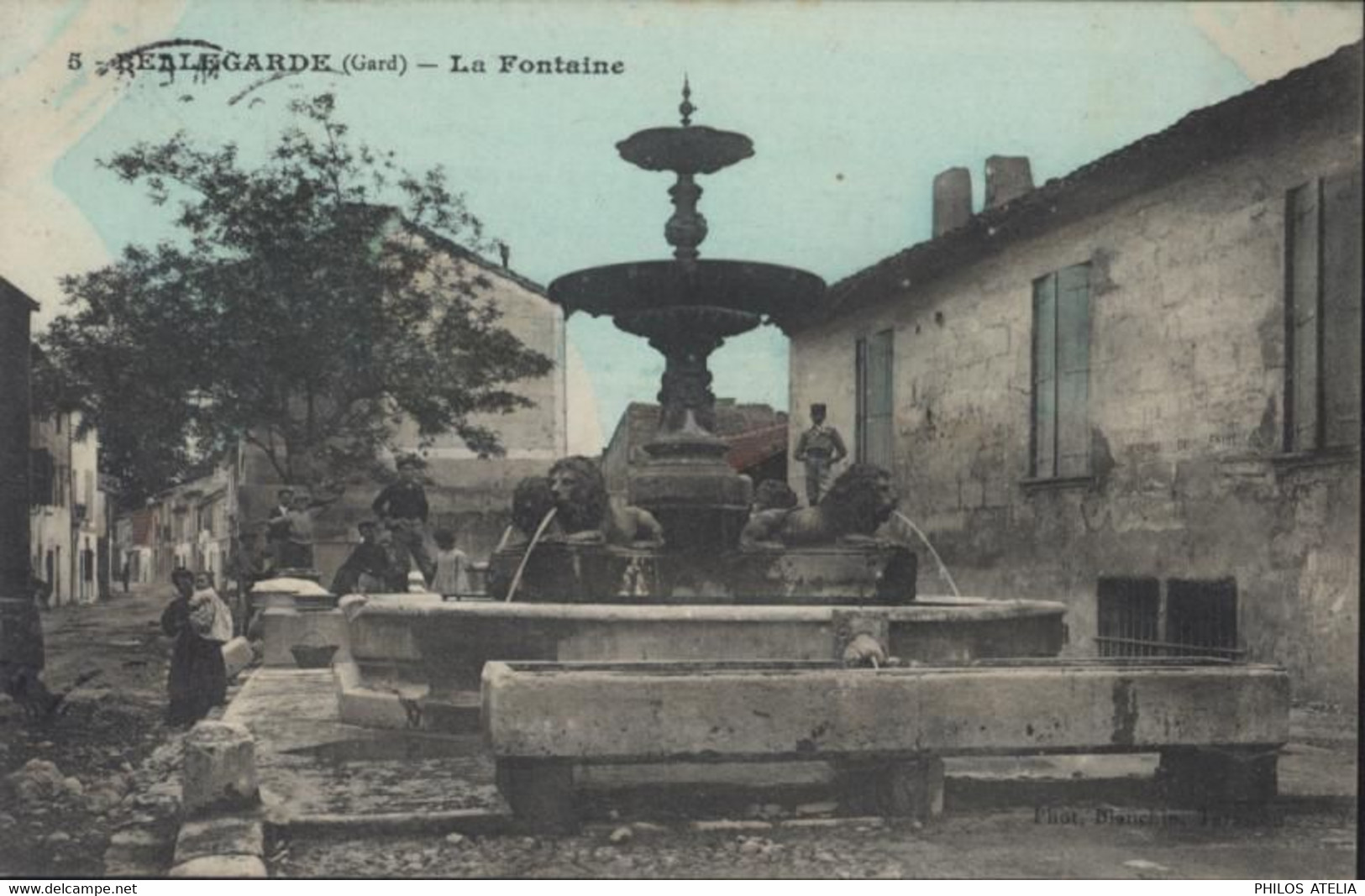 CPA CP Bellegarde Gard La Fontaine Phot Blanchin Tarascon YT 138 CAD Nîmes 18 9 1909 - Bellegarde