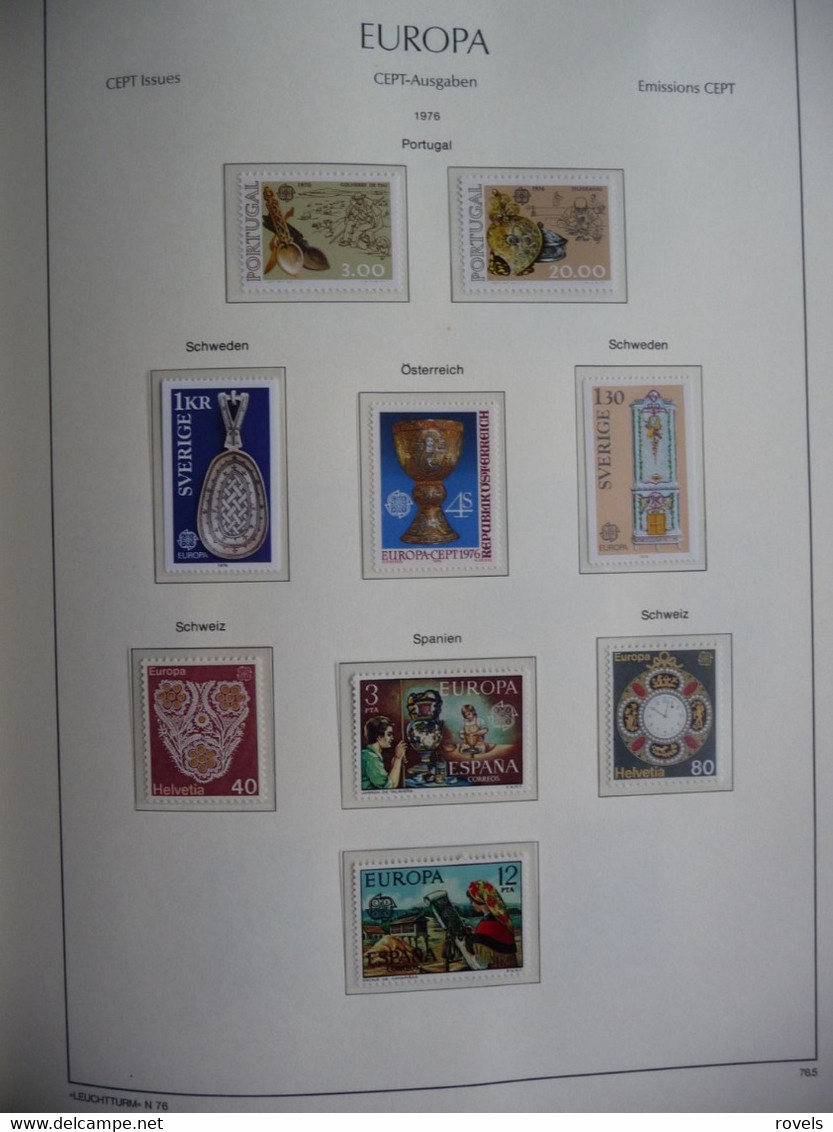 Europa -cept 1973 through 1978 MNH . all in a luxury leuchttrum album. see scan.