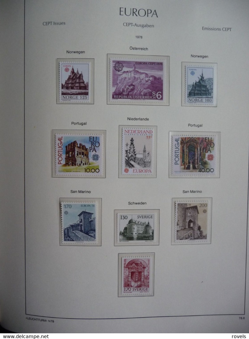 Europa -cept 1973 through 1978 MNH . all in a luxury leuchttrum album. see scan.