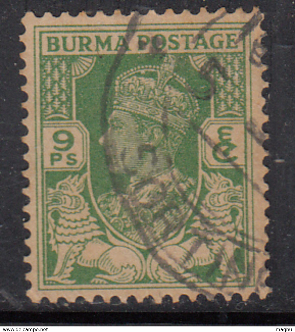 9ps Yellow Green, Used Burma 1938 - 1940, KGVI And Chinthes (Lion), SG21 - Bahrain (...-1965)