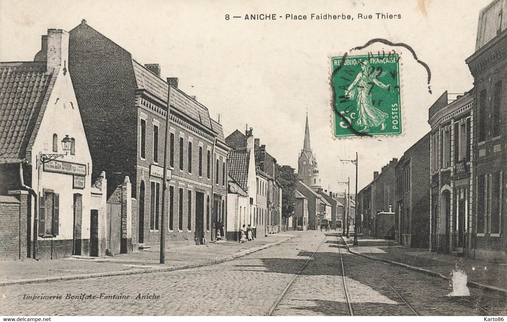 Aniche * Place Faidherbe Et Rue Thiers * Commerce Léon DDIDON Fils * Villageois - Aniche