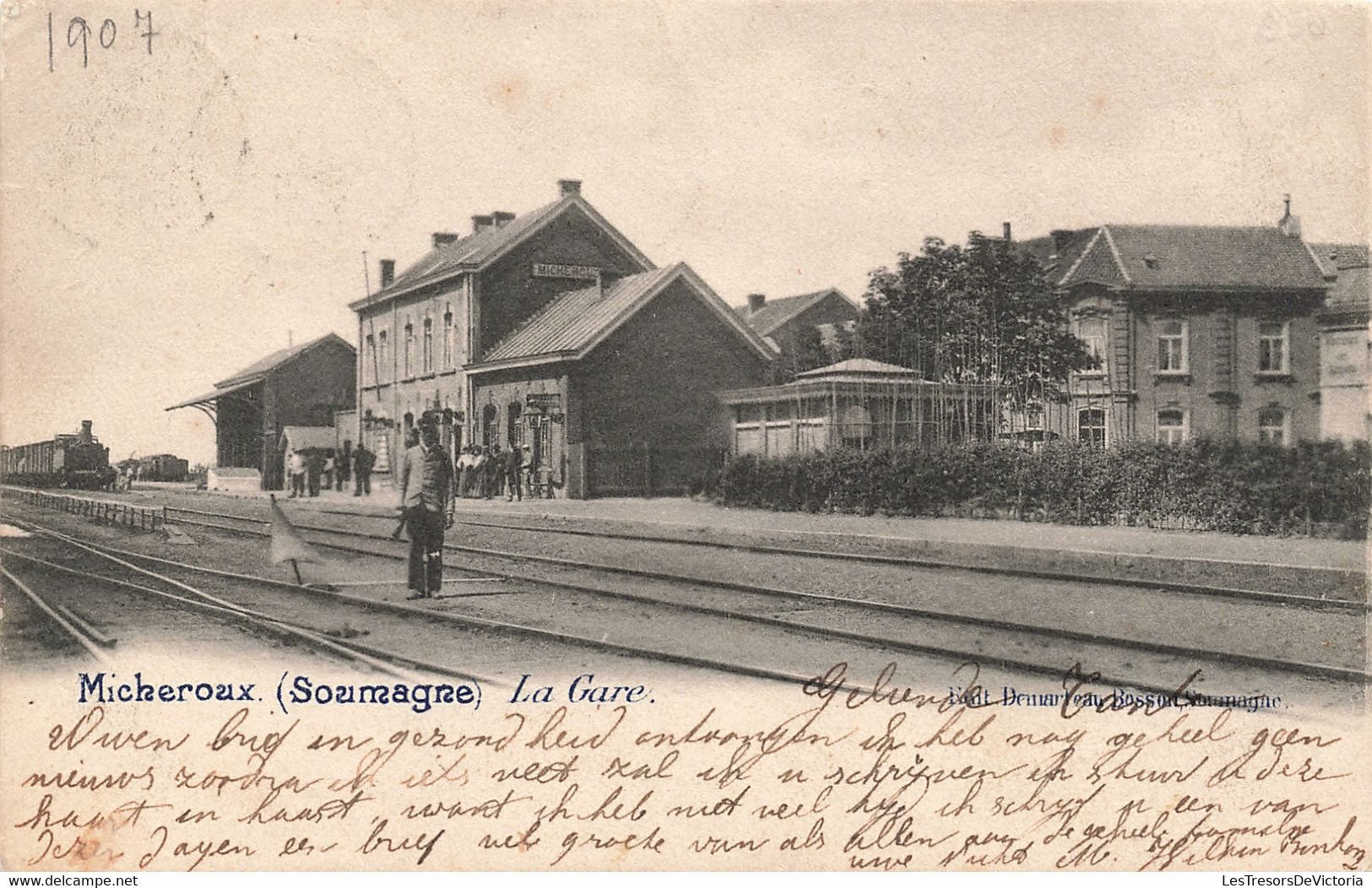 CPA - Belgique - Micheroux - La Gare - Edit. Demarteau Bosson - Précurseur - Oblitéré Maastricht 1902 - Animé - Gare - Sonstige & Ohne Zuordnung