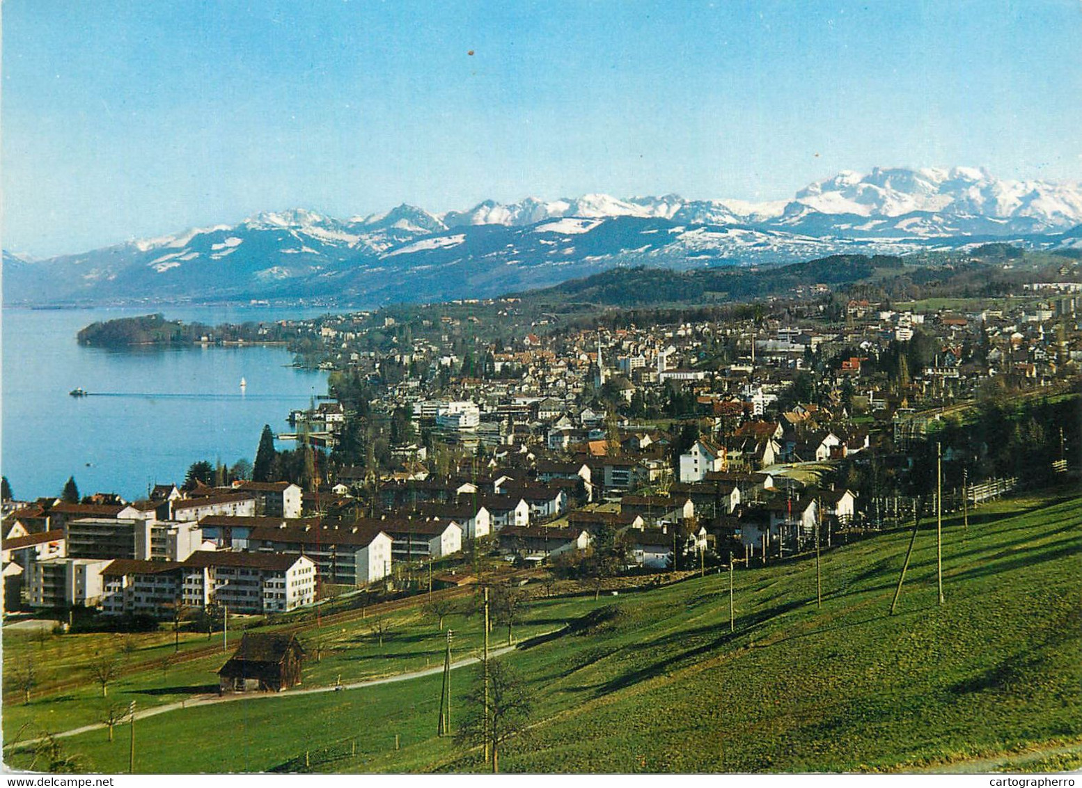 Postcard Switzerland Horgen Und Die Glarneralpen Coast Scene - Horgen