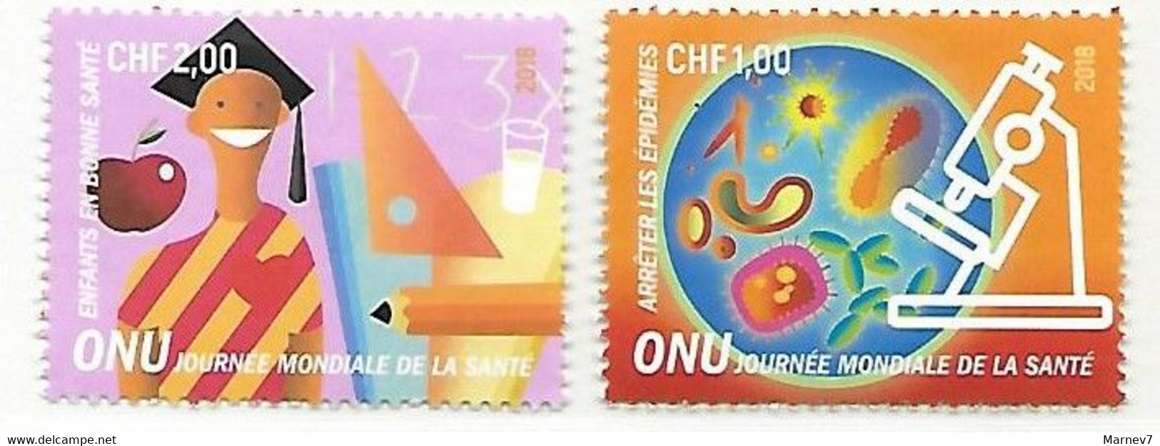 Nations Unies - ONU - 2018 - Office De GENEVE - Yvert** 1004 & 1005 - Journées Mondiales De La Santé - Unused Stamps