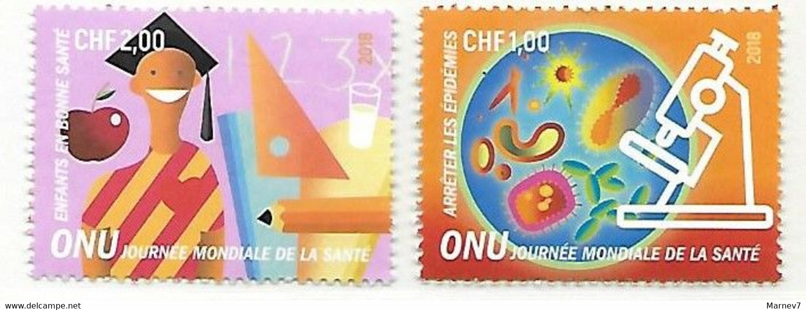 Nations Unies - ONU - 2018 - Office De GENEVE - Yvert** 1004 & 1005 - Journées Mondiales De La Santé - Nuovi