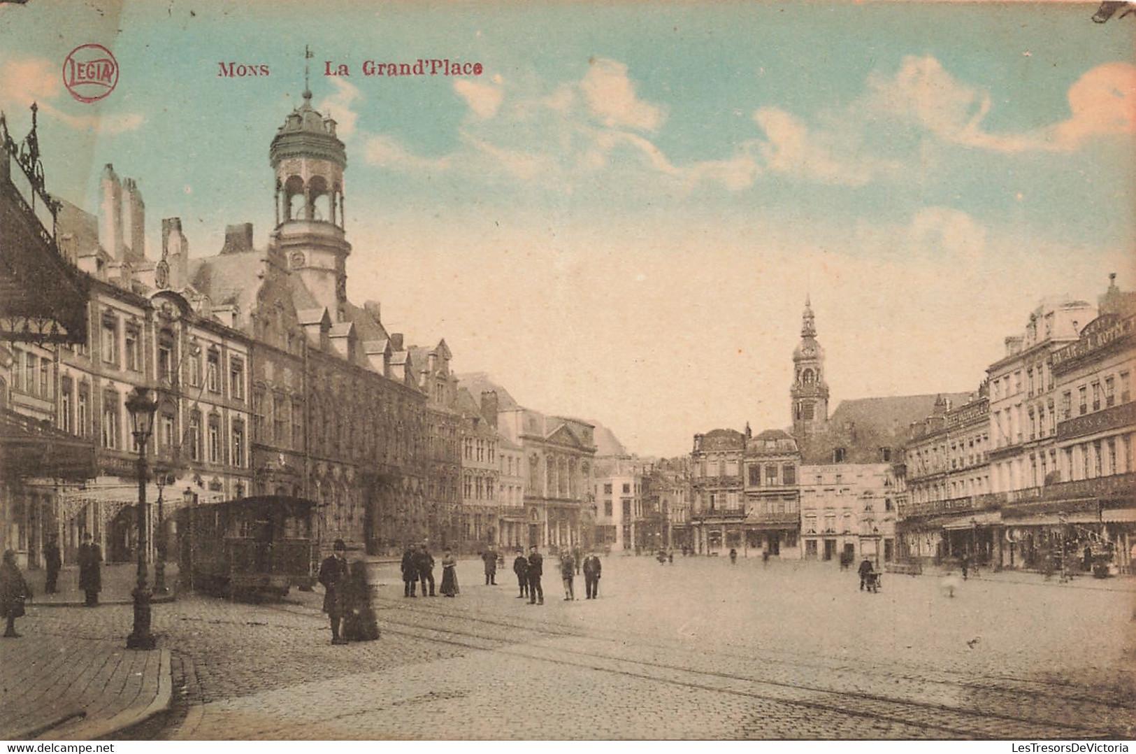 CPA - Belgique - Mons - La Grand Place - Edit. Legia - Capouillez - Coloré - Tram - Animé - Clocher - Mons