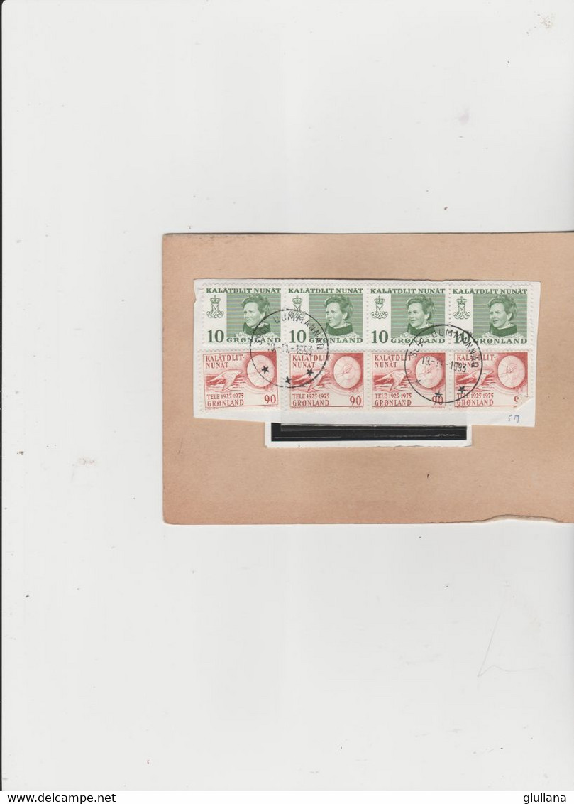 Groenlandia 1993 - (Yvert)  Frammento Con 4 Stamps 10 + 4 Stamps 90". 19.11.1993 - Oblitérés