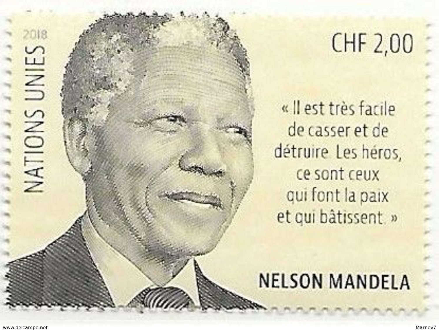 Nations Unies - ONU - 2018 - Office De GENEVE - Yvert** 1018 - Mandela - Ungebraucht