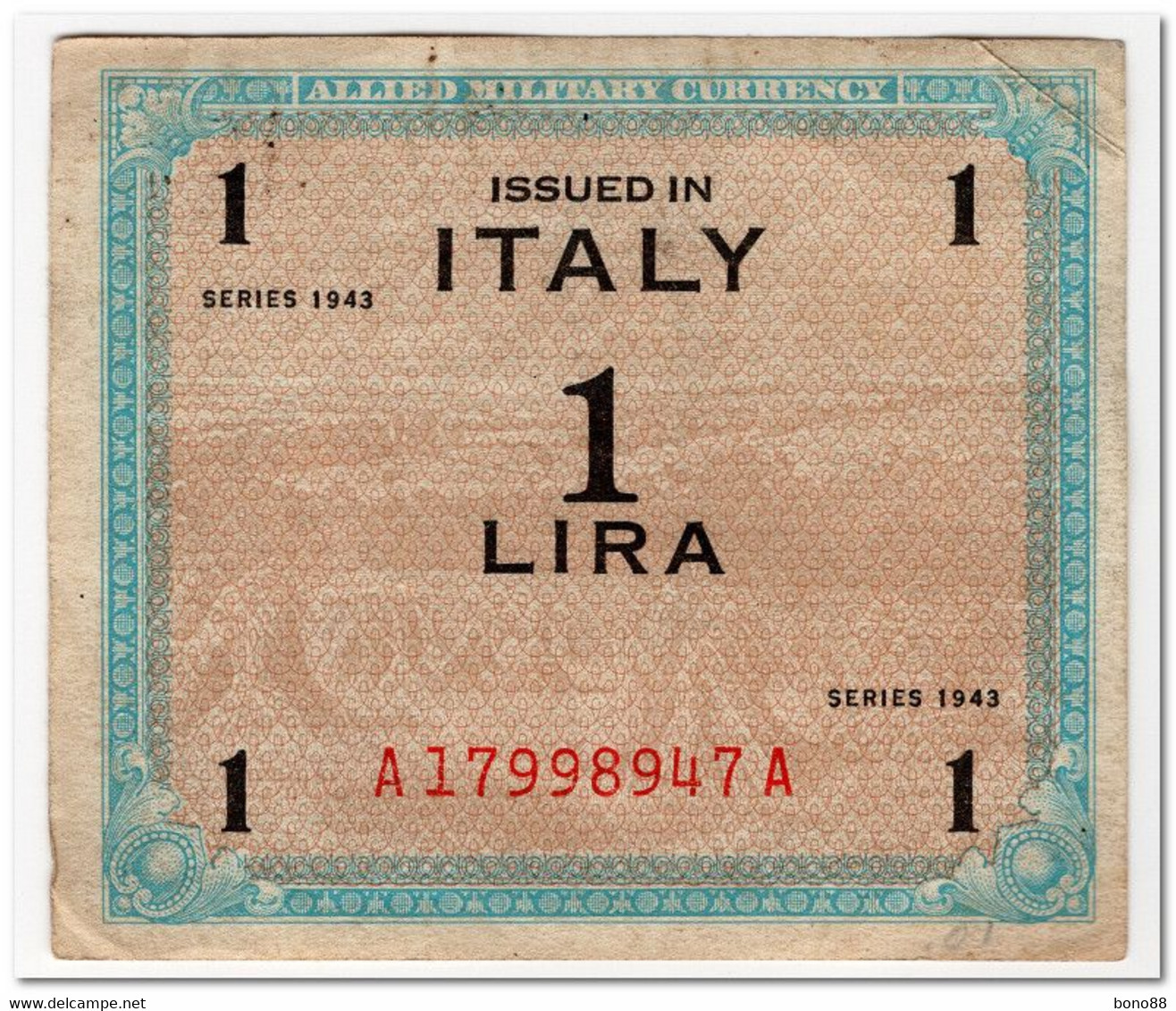 ITALY,ALLIED MILITARY CURRENCY,1 LIRE,1943,P.M10,VF+ - Ocupación Aliados Segunda Guerra Mundial