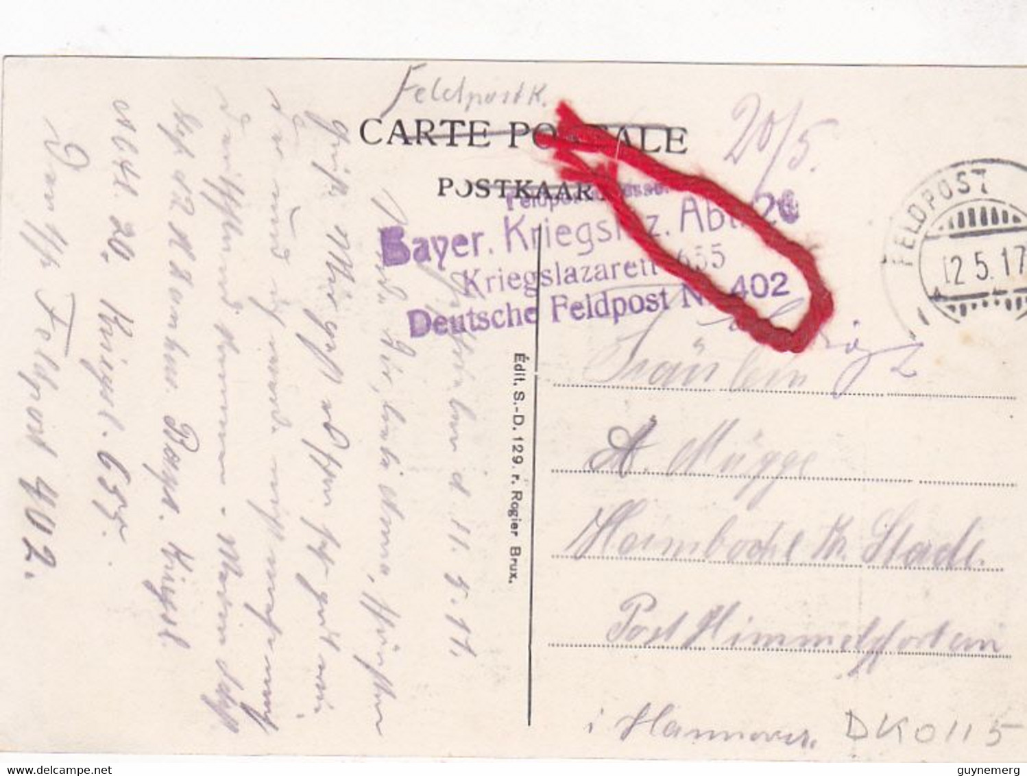 ANTOING Le Château SD-carte  CACHET Intéressant   Carte Allemande 1° Guerre . - Antoing