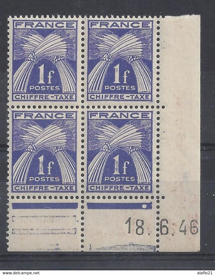 TAXE N° 70 - Bloc De 4 COIN DATE - NEUF SANS CHARNIERE - 18/6/46 - Strafport