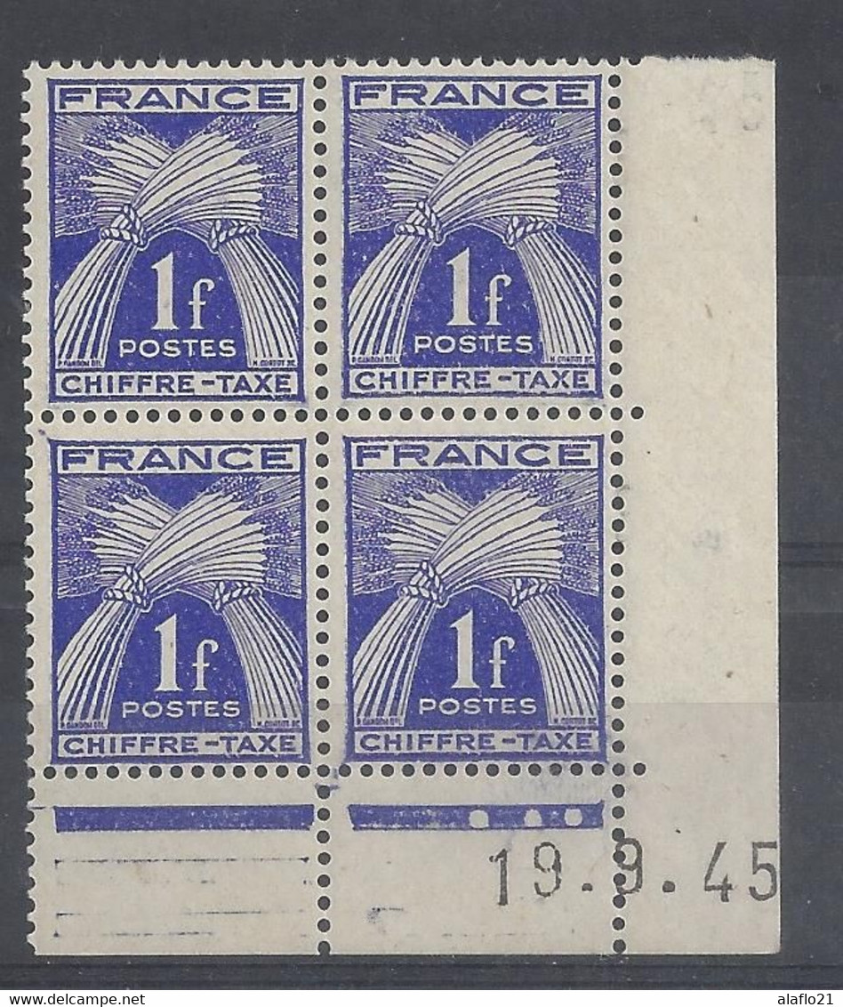 TAXE N° 70 - Bloc De 4 COIN DATE - NEUF SANS CHARNIERE - 19/9/45 - Taxe