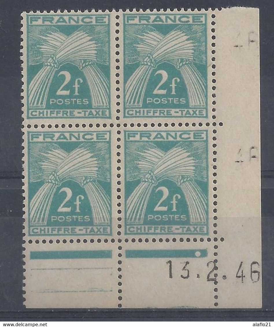 TAXE N° 72 - Bloc De 4 COIN DATE - NEUF SANS CHARNIERE - 13/2/46 - Taxe