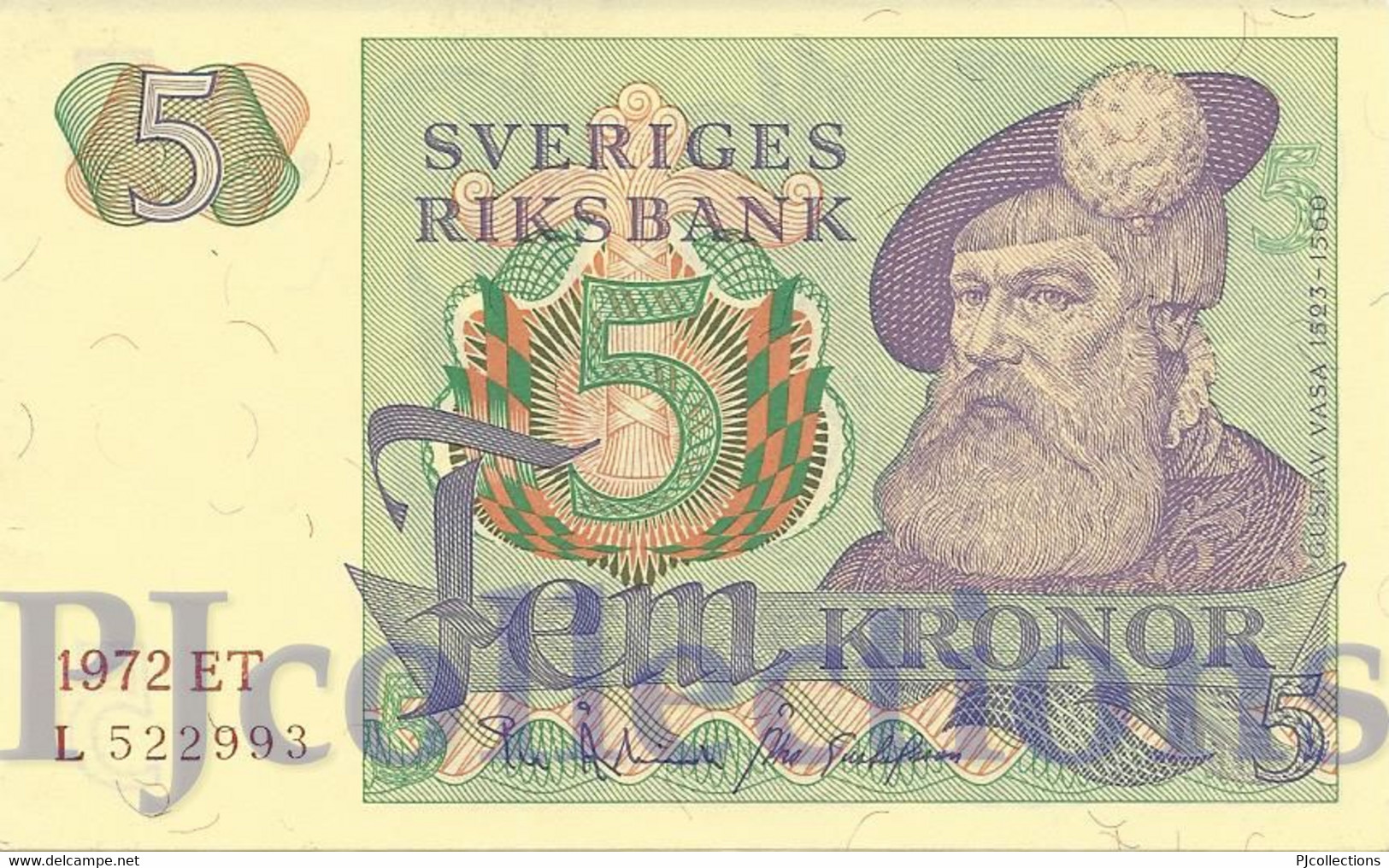 SWEDEN 5 KRONOR 1972 PICK 51c UNC - Svezia