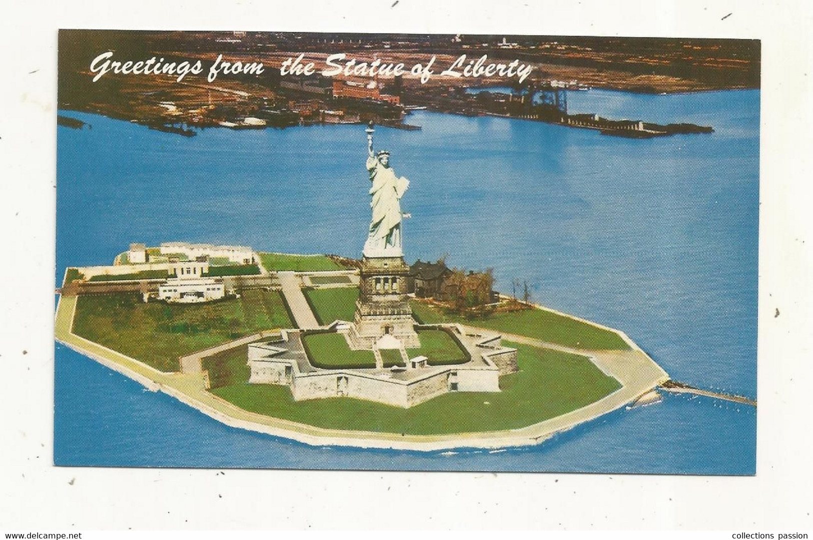 Cp , Etats Unis,  NEW YORK CITY,  GREETINGS FROM THE STATUE OF LIBERTY , Bedloe's Island  écrite - Estatua De La Libertad