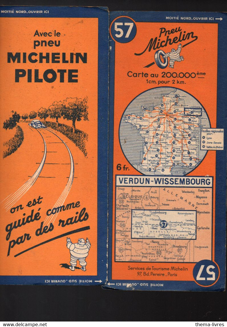 Carte Michelin    N°57 Verdun-Widdembourg  (révisée 1939) (M4939) - Cartes Routières