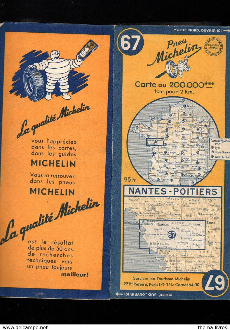 Carte Michelin    N°67 Nantes-Poitiers (  1952   (M4940) - Cartes Routières