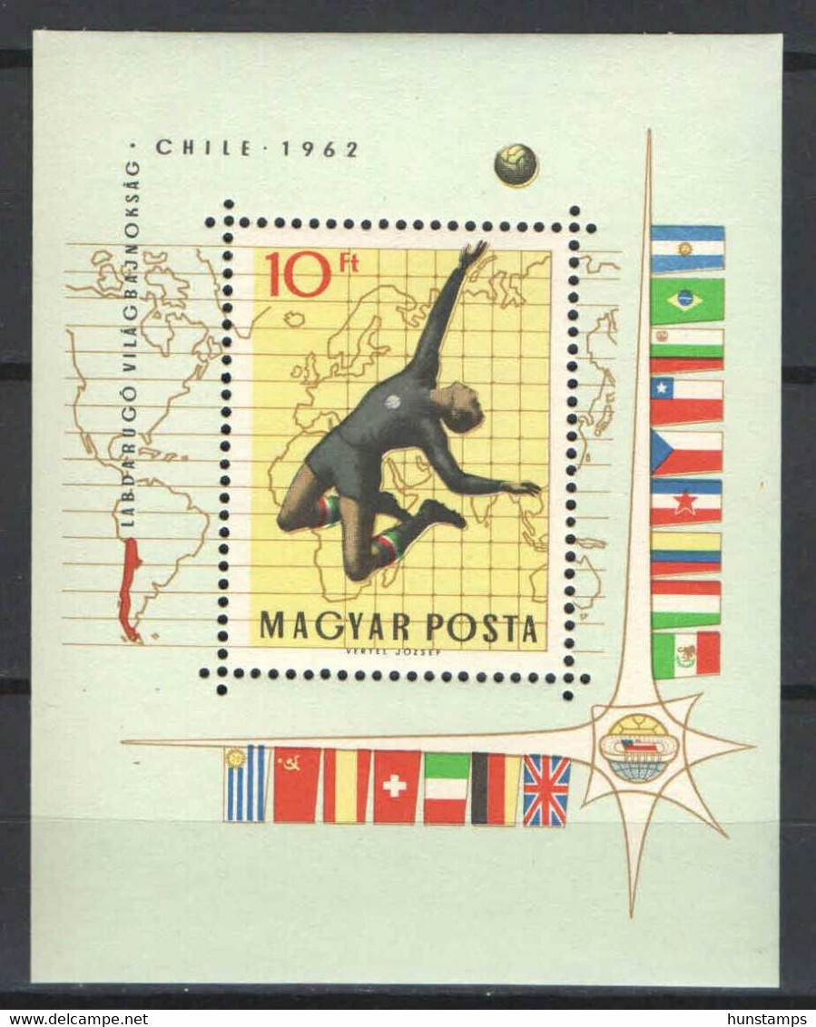 Hungary 1962. Football / Soccer World Cup Sheet Mi.: Block 34. / 10 EUR MNH (**) - 1962 – Chile