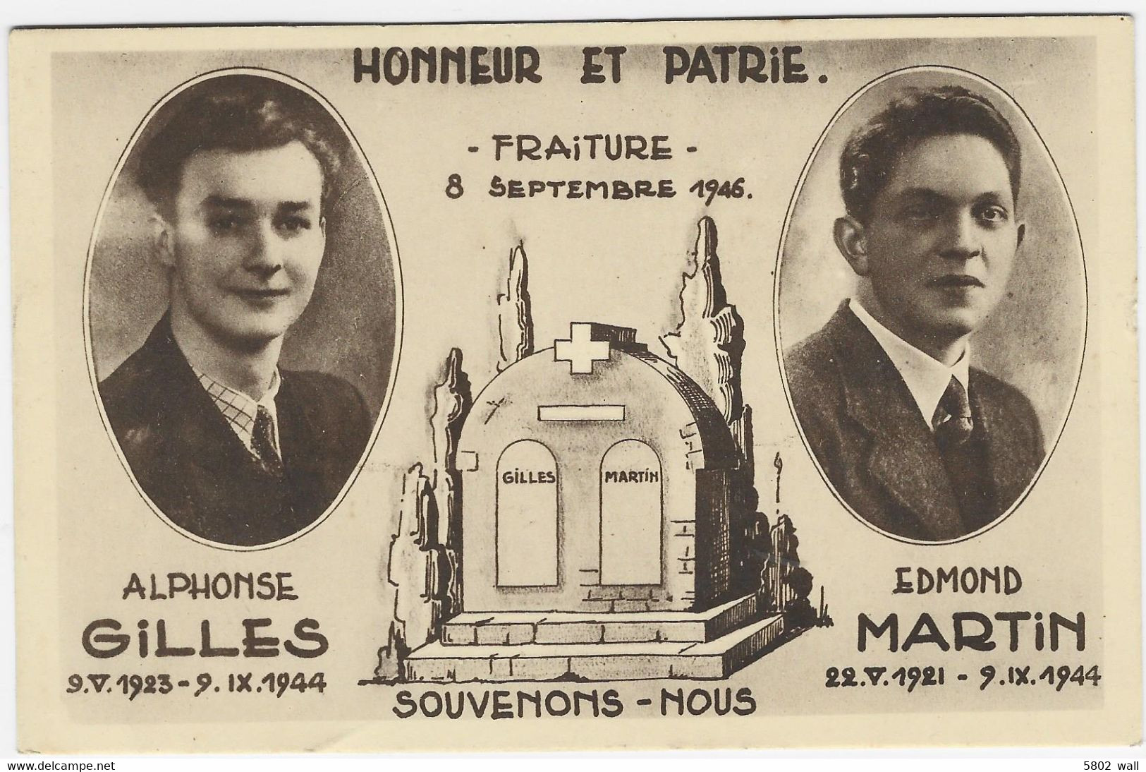 SPRIMONT - FRAITURE ; En Souvenir D'Alphonse Gilles Et D'Edmond Martin - Sprimont