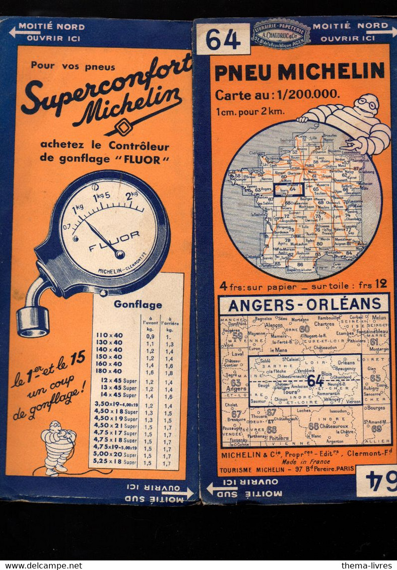 Carte Michelin    N°64  Angers-Orléans (3336-911)  (M4943) - Cartes Routières