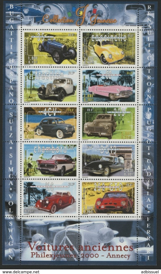 BF 30 Vendu à La Valeur Faciale "Voitures Anciennes / PHILEXJEUNESSE 2000 Annecy". Neuf Sans Charnière ** MNH. TB - Cars