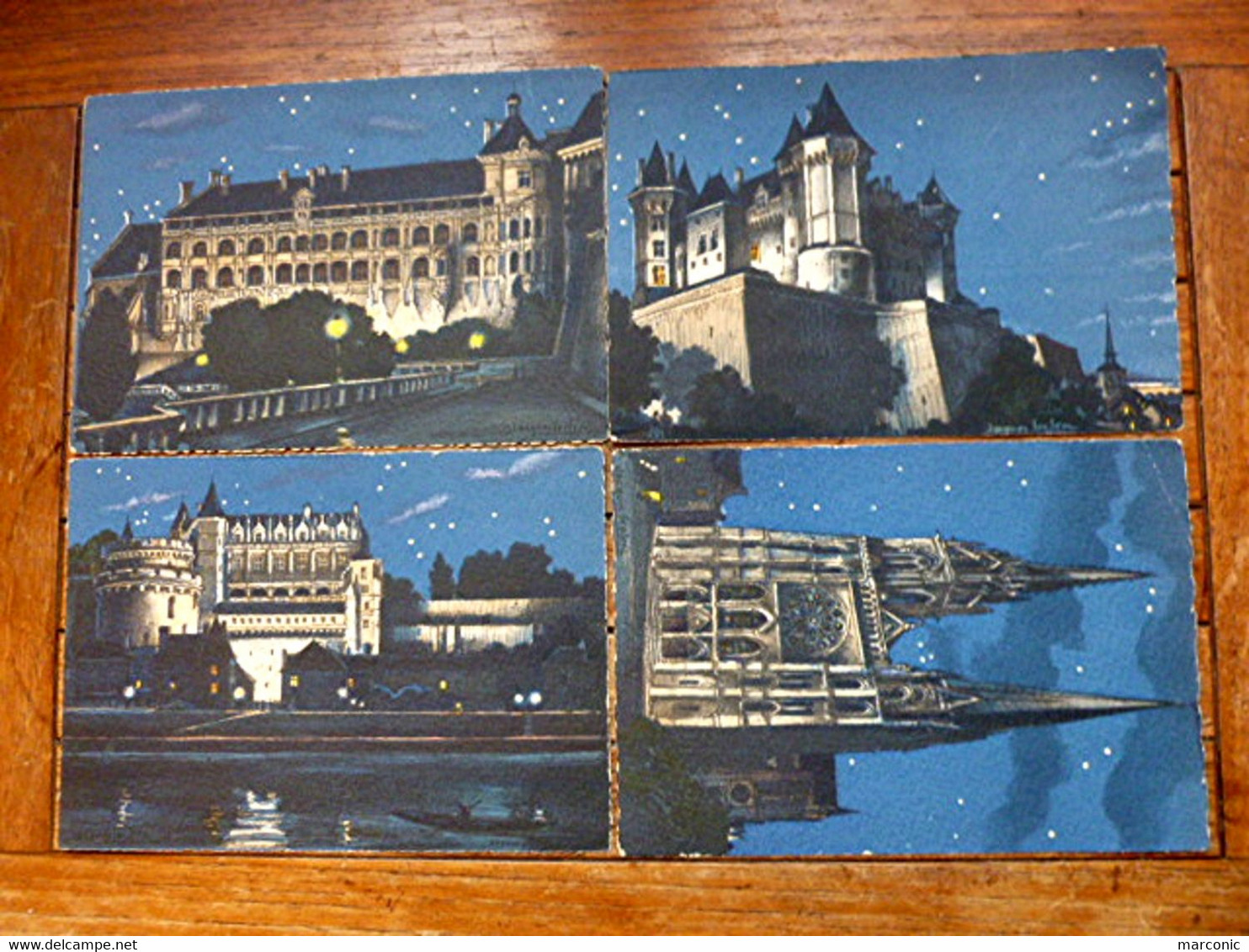 LOT 4 Cartes Illust. J. LECLERC, Barre Dayez BARDAY, Château SAUMUR, BLOIS, AMBOISE, Cathédrale CHARTRES - Leclerc