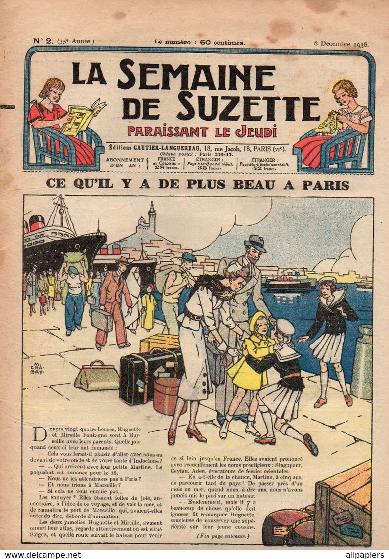 La Semaine De Suzette N°2 Ce Qu'il Y A De Plus Beau à Paris - Comment On Pêche Le Hareng - Les Vertus Du Bon Vinaigre - La Semaine De Suzette