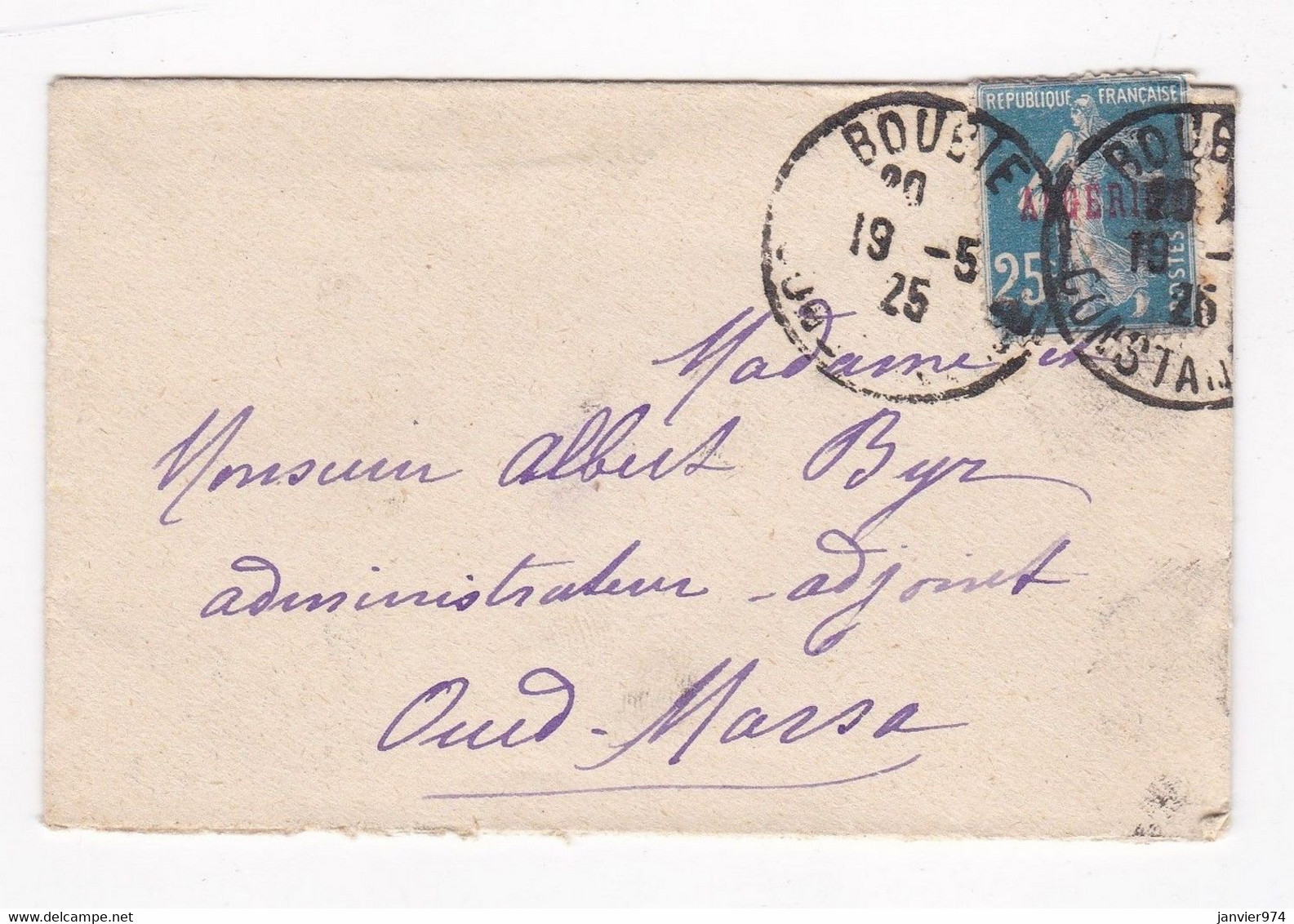 Oued Marsa , Pour Mr Byr , 3 Cachets Bougie Et Oued Marsa 1925 - Storia Postale