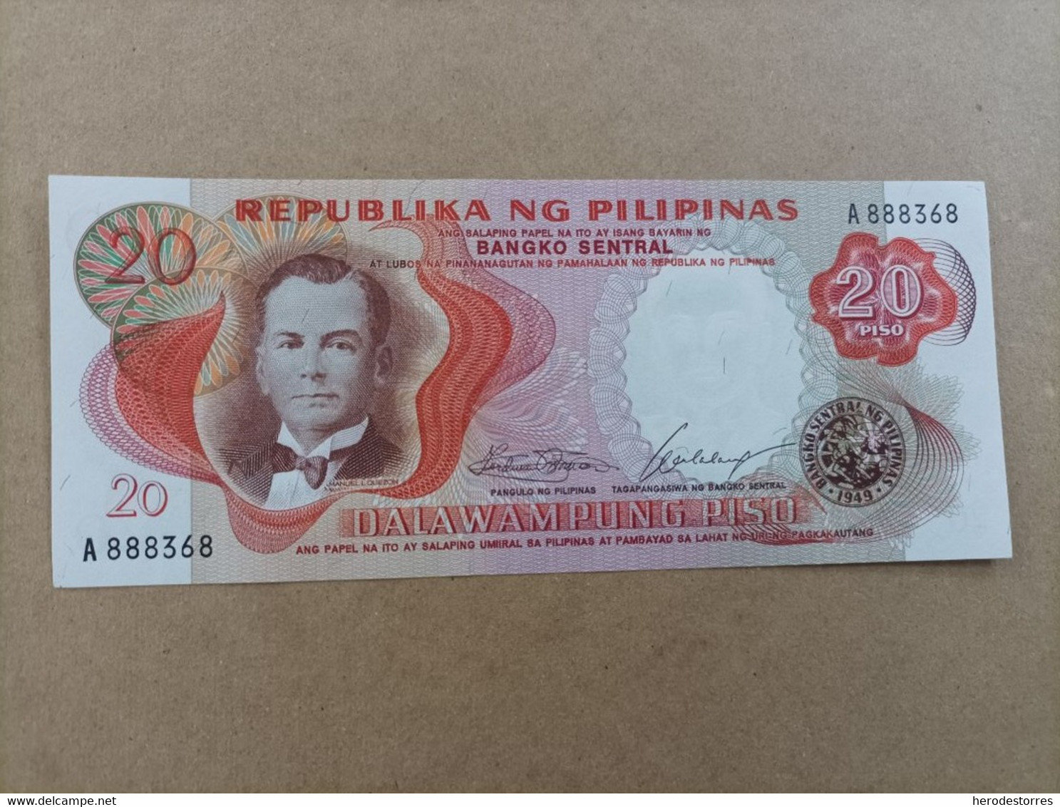 Billete De Filipinas De 20 Pesos Serie A, Año 1949, UNC - Philippines