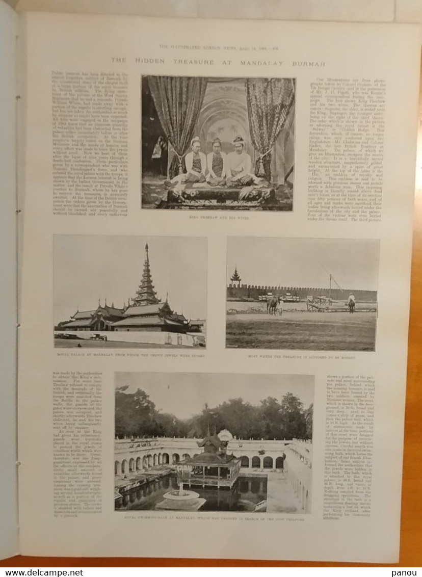 THE ILLUSTRATED LONDON NEWS 2869. APRIL 14, 1894. KOSSUTH BUDA PESTH HUNGARY. TRAFALGAR. MANDALAY BURMAH BURMA MYANMAR - Altri & Non Classificati