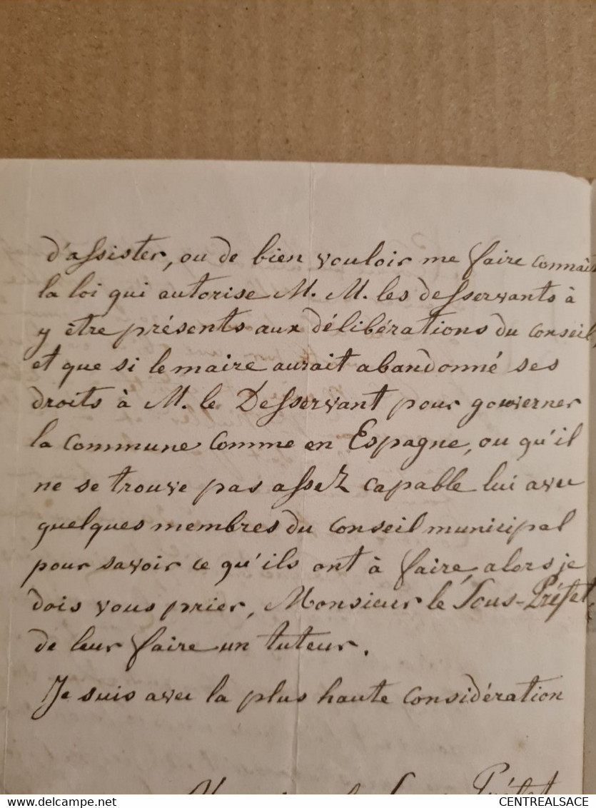 Lettre Franchise PFETTERHOUSE 1842 Invitation Du Desservant Aux Réunions Conseil Municipal - Non Classés