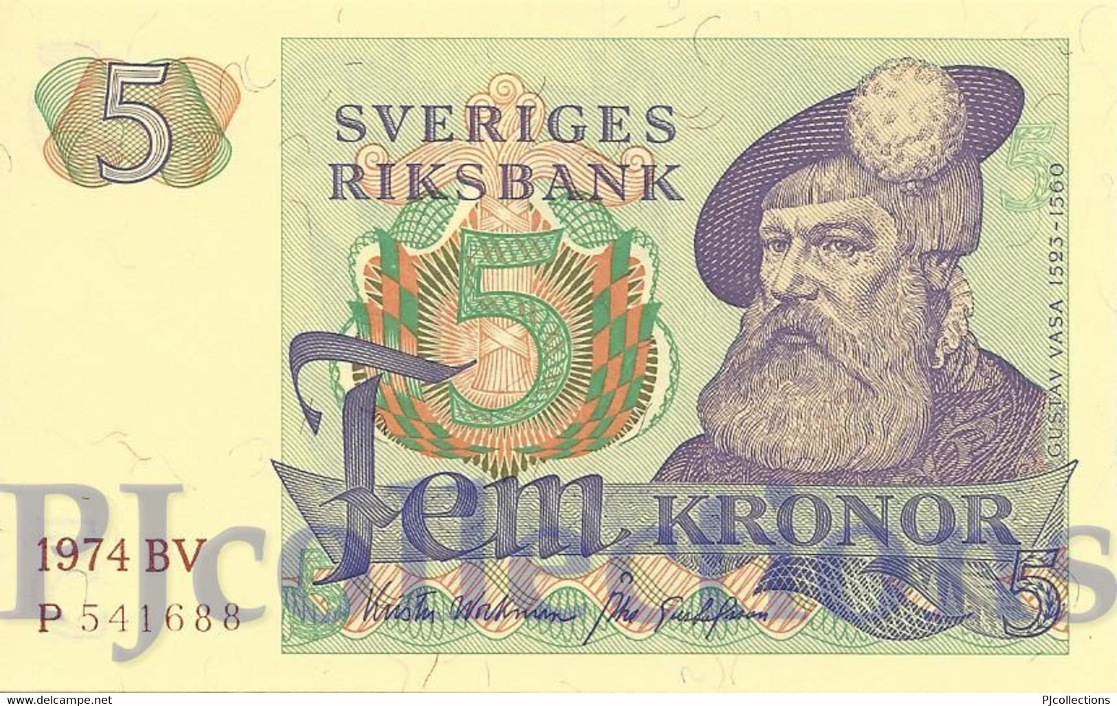 SWEDEN 5 KRONOR 1974 PICK 51c UNC - Svezia