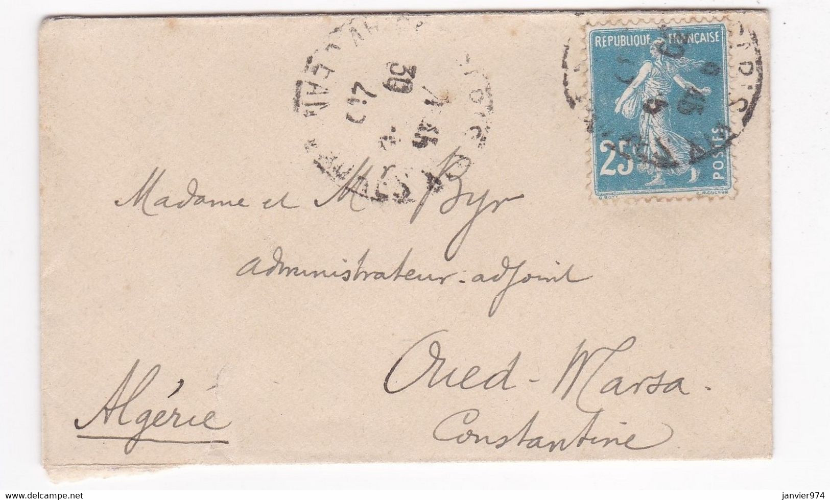 Oued Marsa , Pour Mr Byr , 2 Cachets  Oued Marsa 1925 - Brieven En Documenten