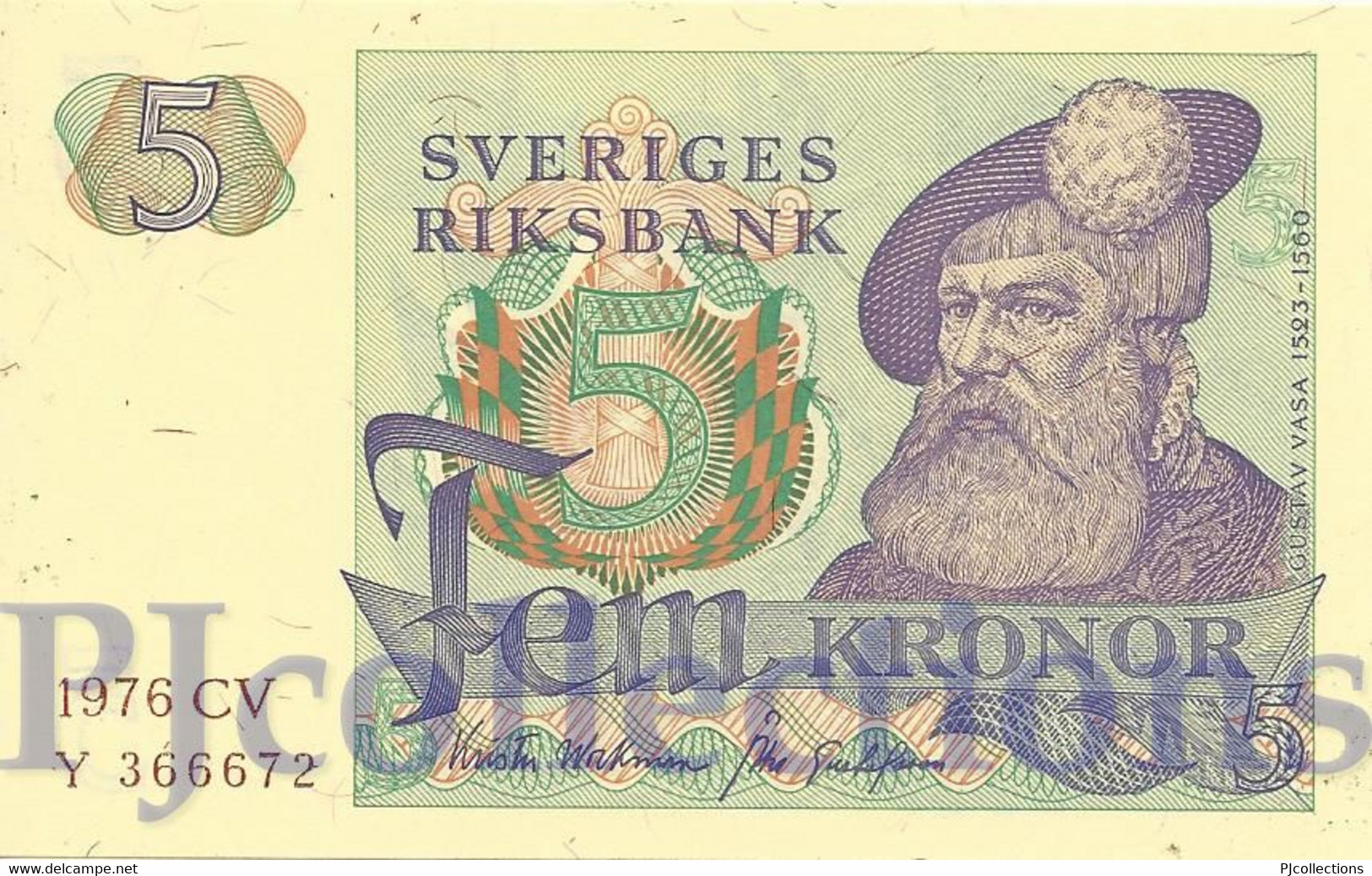 SWEDEN 5 KRONOR 1976 PICK 51c UNC - Svezia