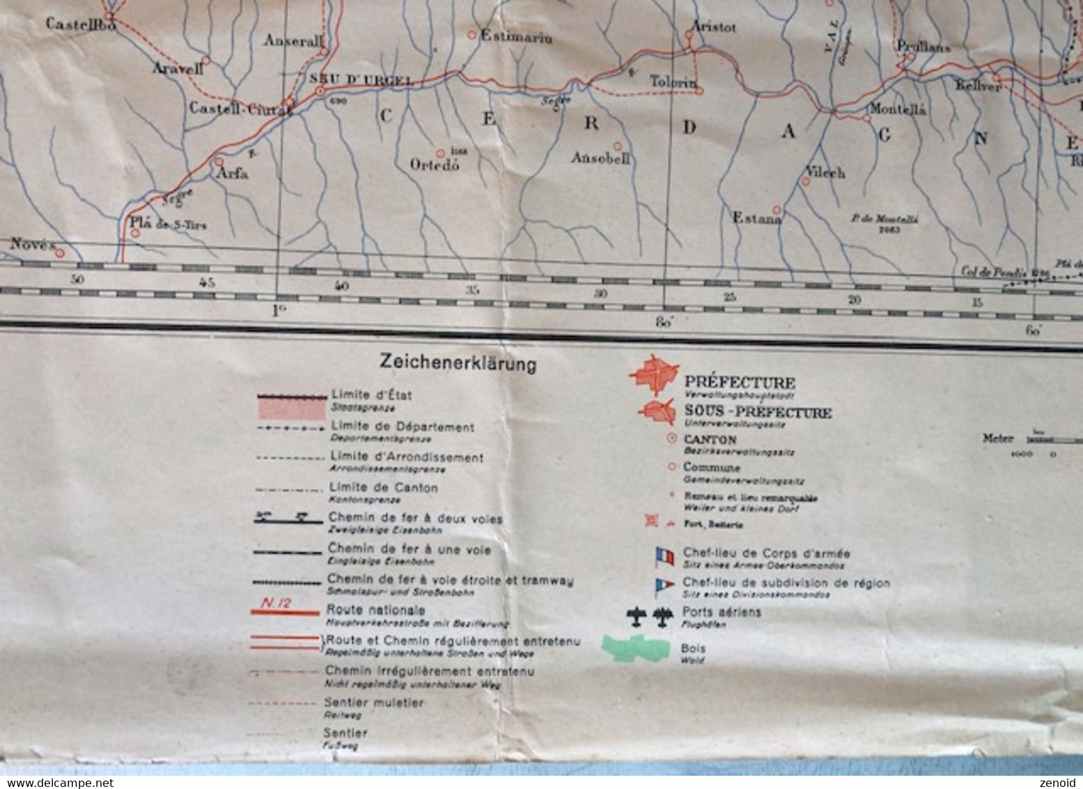 Carte militaire allemande 1942 - Foix-Perpignan