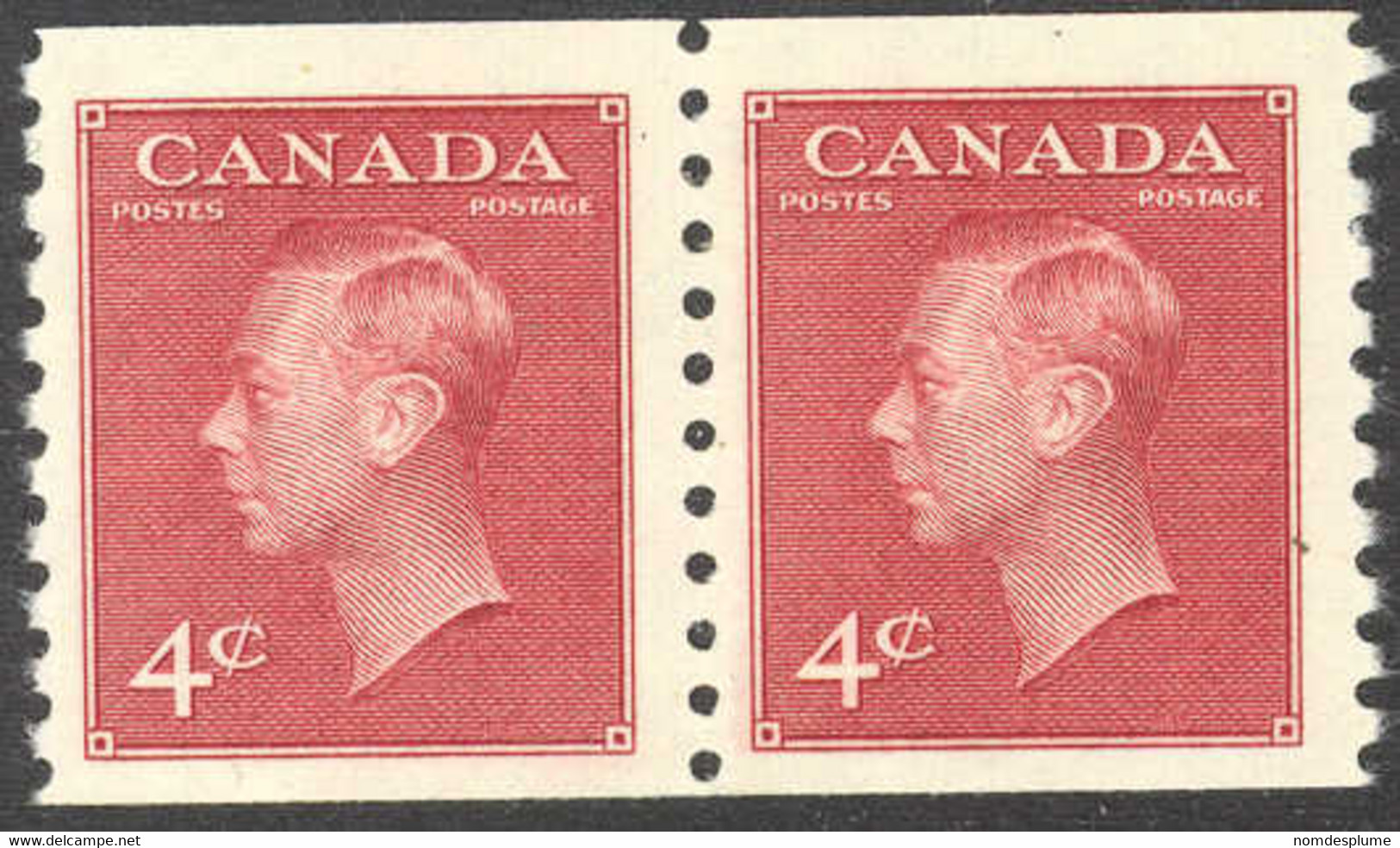 1438) Canada 300 George VI Coil Mint 1950 - Rollo De Sellos