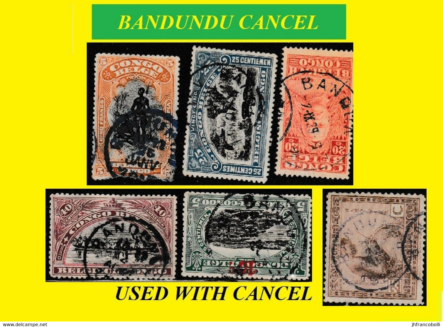 1915/1928 (°) BANDUNDU BELGIAN CONGO  CANCEL STUDY [3] COB 071+037+068+096+110+137+ 6 ROUND CANCELS - Varietà E Curiosità