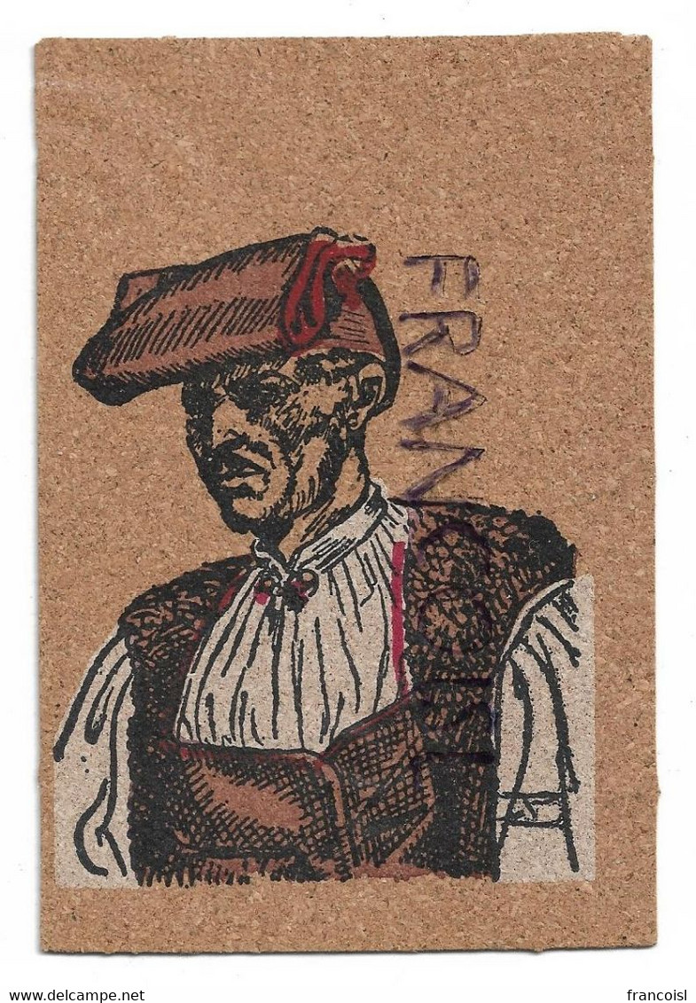 Carte En Liège. Homme En Béret:" Costume Di Ittire" - Autres & Non Classés